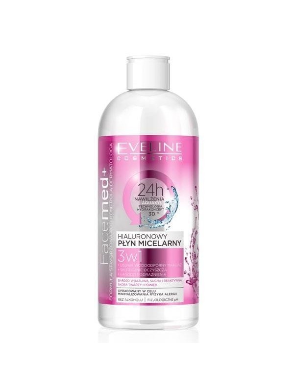 Eveline Facemed+ Hyaluronic Micellar Liquid voor de droge, geïrriteerde en gevoelige huid 400 ml