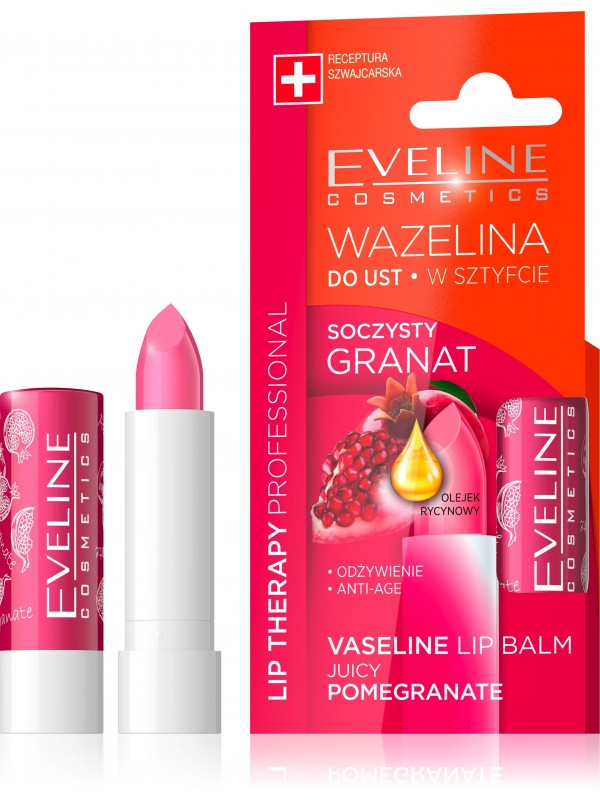 Eveline Lip Therapy Vaseline Lippenstift Sappige Granaatappel 4 g