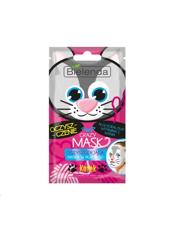 Bielenda Crazy Mask cleansing sheet mask Kitten 1 piece