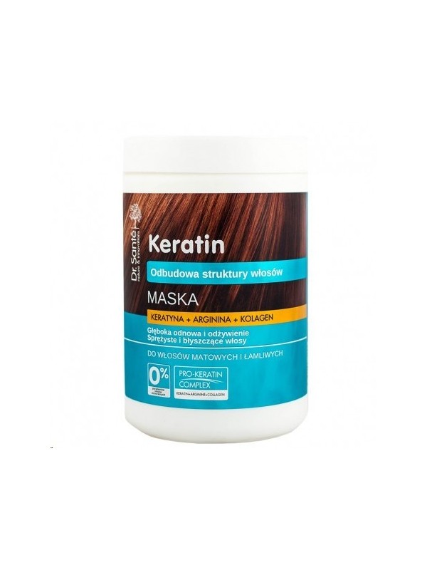 Dr. Santé Keratin Hair Маска для волосся з кератином, аргініном і колагеном для тьмяного і ламкого волосся 1000 мл