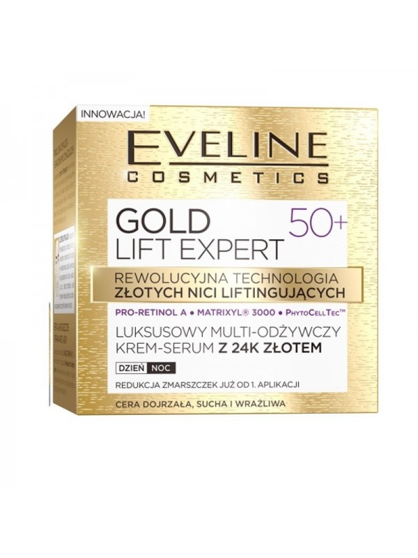 Eveline Gold Lift Expert Luxe multi-voedend crème- serum met 24K goud dag/nacht 50+ 50 ml