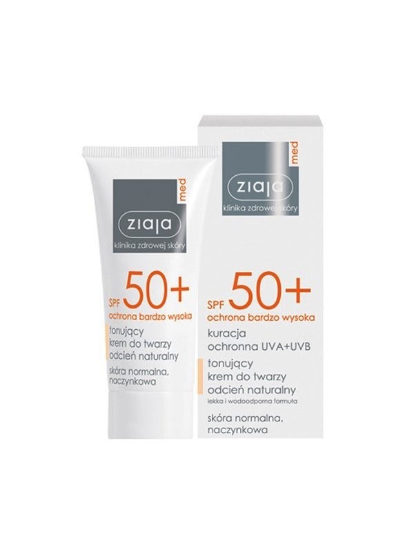 Ziaja Med SPF 50+ Krem do twarzy tonujący cera normalna i naczynkowa Odcień naturalny 50 ml