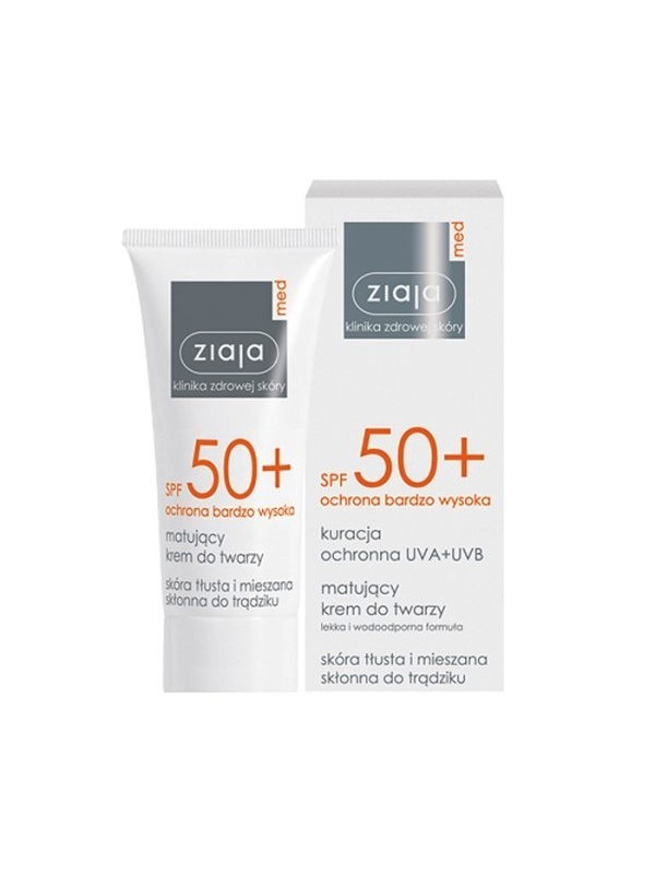 Ziaja Med SPF 50+ Крем для обличчя матуючий для жирної та комбінованої шкіри, схильної до акне 50 мл