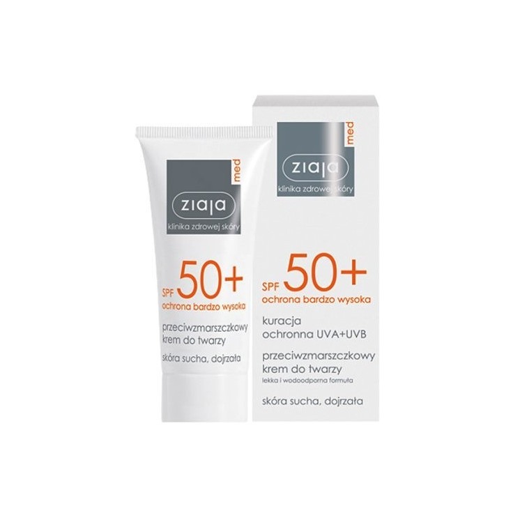 Ziaja Med SPF 50+ Crème visage anti-rides pour peaux sèches 50 ml