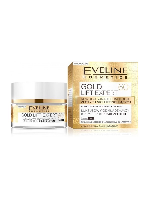 Eveline Gold Lift Expert Розкішна омолоджуюча крем- serum з золотом 24K день/ніч 60+ 50 мл