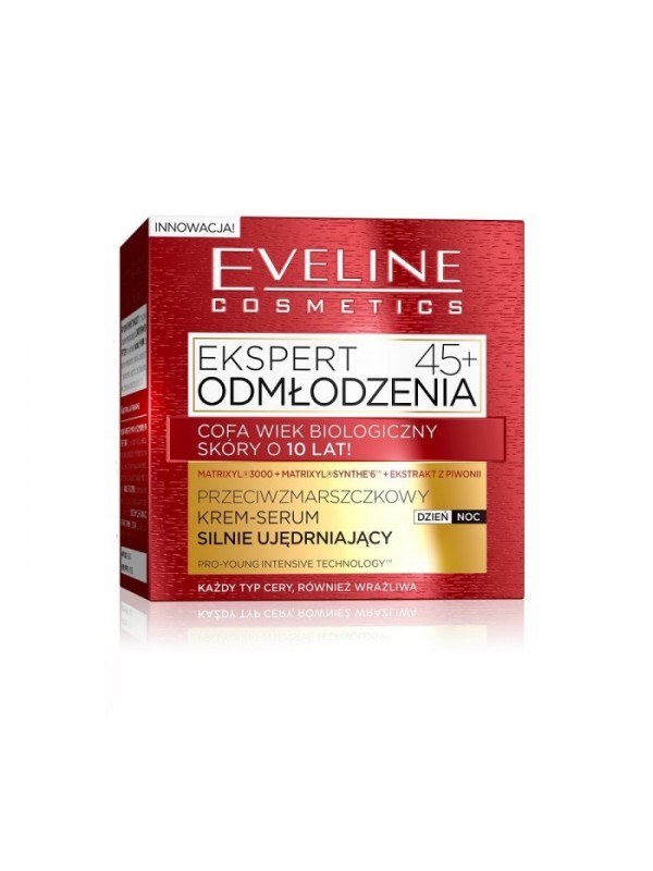 Eveline Expert Odmłodzenia Przeciwzmarszczkowy Krem-serum silnie ujedrniające 45+ dzień/noc 50 ml