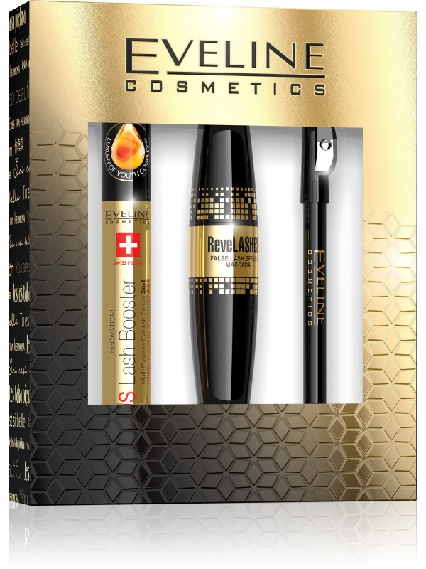 Eveline make-up cadeauset (Big Revelash Mascara + Black Crayon + Lash Booster Conditioner)-0332