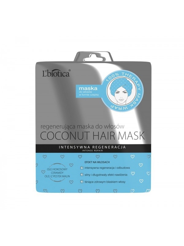 L'biotica Regenerating Coconut hair mask in the form of a cap