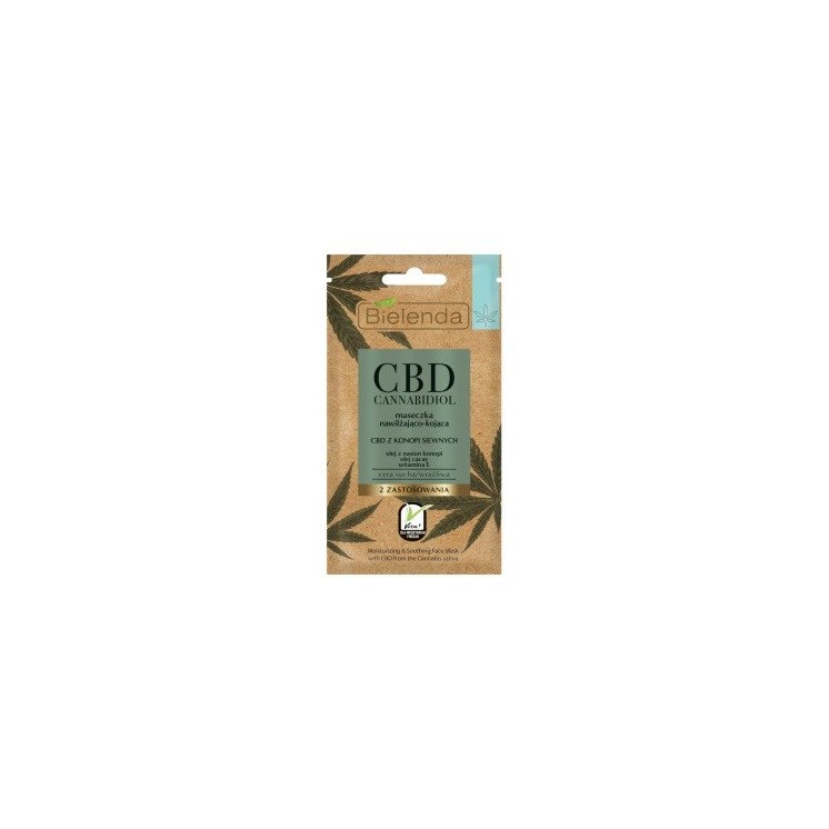 Bielenda CBD Cannabidiol Vochtinbrengend en verzachtend masker met CBD uit hennep voor de droge/gevoelige huid 8 g