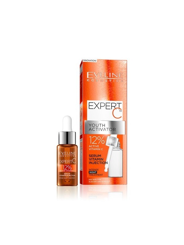 Eveline Expert C serum -активатор молодості - вітамінний ін'єкційний 12% нічний догляд 18 мл