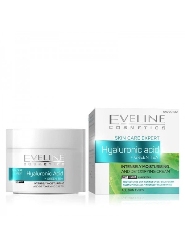 Eveline Hyaluronic acid + Green Tea Інтенсивно зволожуючий крем для обличчя 50 мл