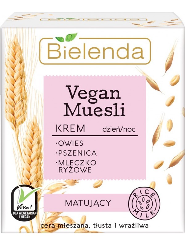 Bielenda VEGAN MUESLI mattifying cream oats + wheat + rice milk day/night 50 ml