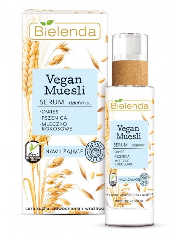 Bielenda VEGAN MUESLI зволожуюча serum для обличчя овес + пшениця + кокосове молоко день/ніч 30 мл