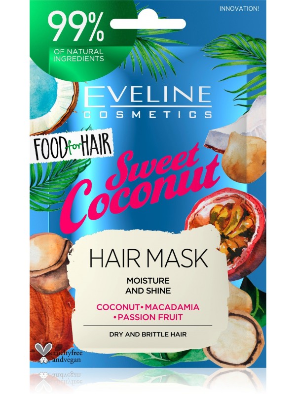 Eveline Food for hair COCONUT Maska do włosów nawilżenie i blask 20 ml