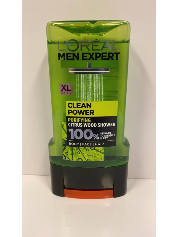 Чоловічий гель для душу Loreal Men Expert Clean Power 300 мл