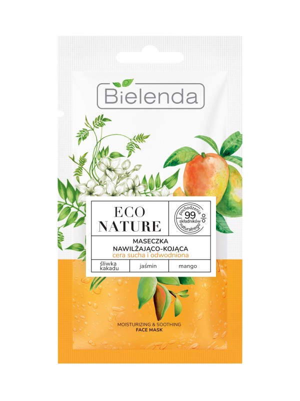 Bielenda ECO NATURE Maseczka do twarzy nawilżająco-kojąca Śliwka kakadu + Jaśmin + Mango 8 g