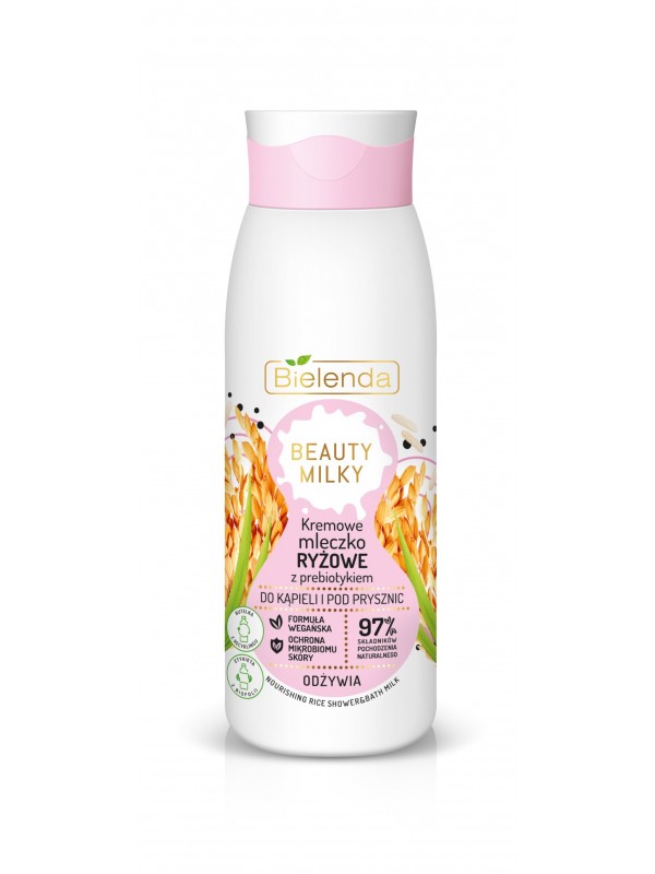 Bielenda Beauty Milky Romige rijstmelk met prebiotica voor bad en douche 400 ml