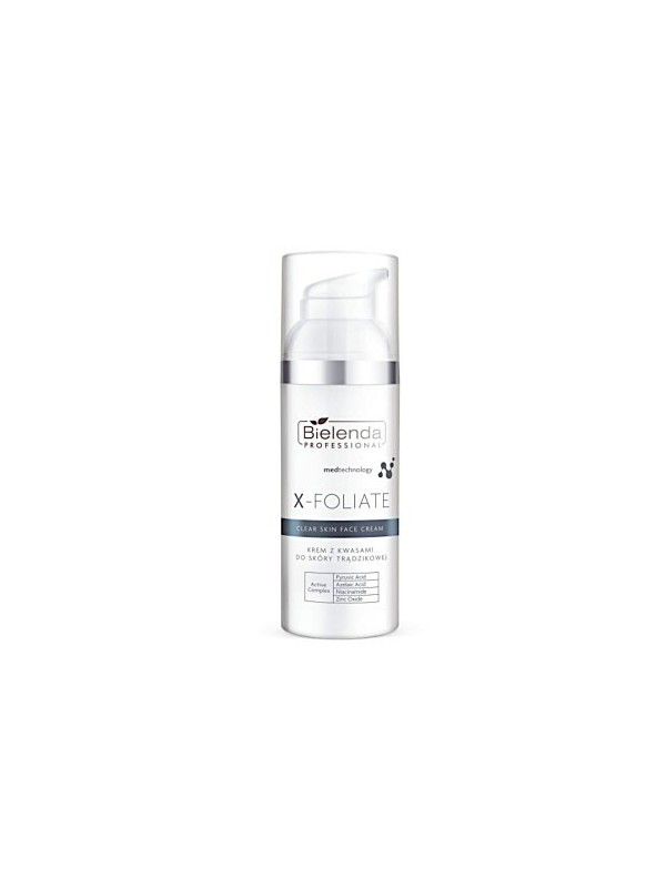 Bielenda Professional X-FOLIATE Gezichtscrème met zuren voor de gecombineerde huid met neiging tot acne 50 ml