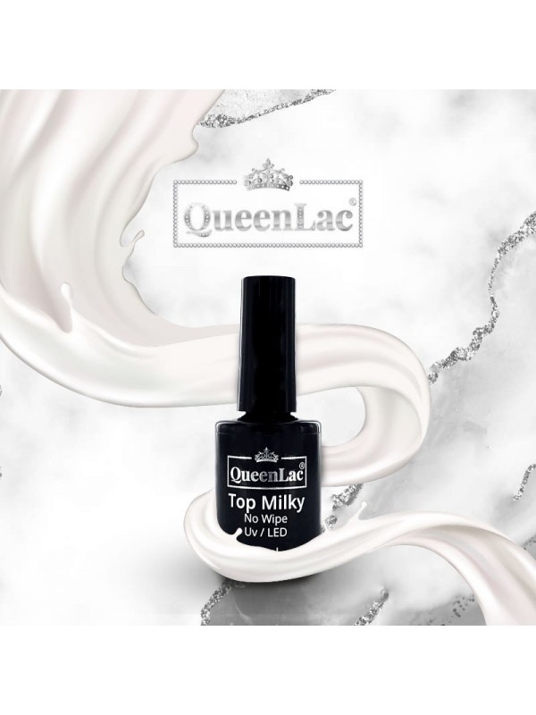 QueenLac Top Milky voor UV lakken / hybride lakken / gels 15 ml