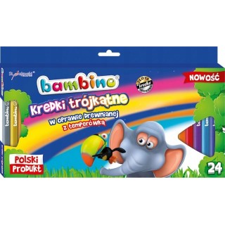 BAMBINO Kredki trójkątne 24 kolory + temprerówka