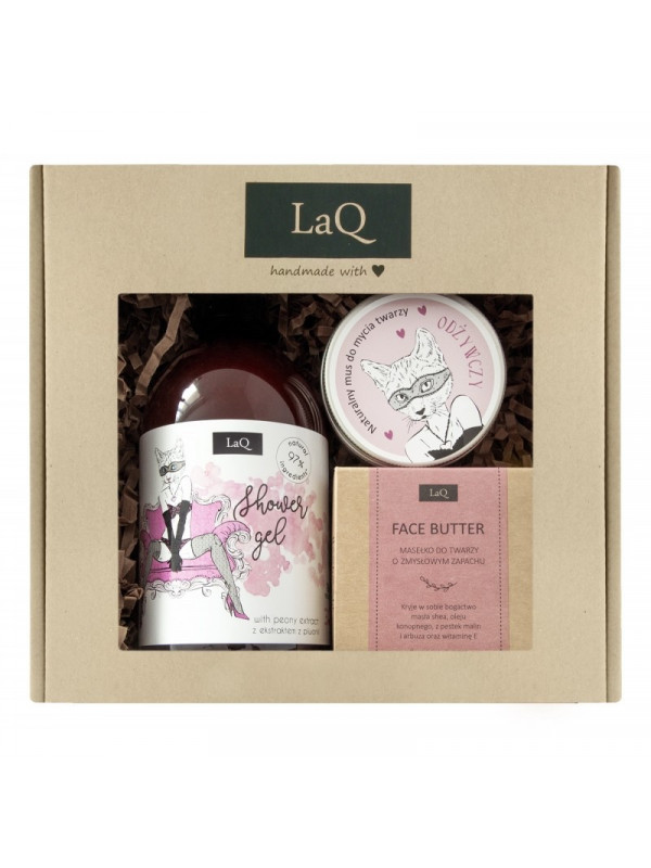 LaQ Kit Kocica Piwonia Shower Gel 500 ml + Face Wash Mousse 100 ml + Face Butter 50 ml