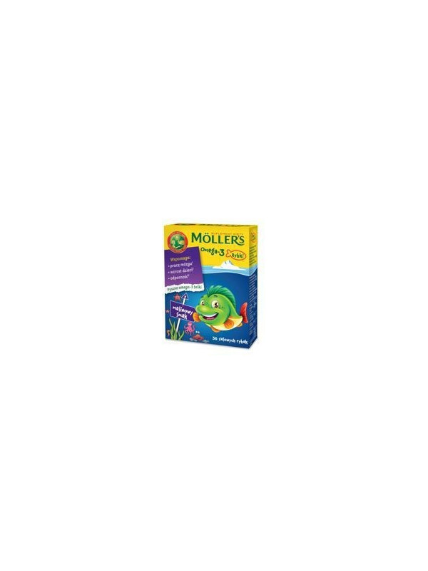 Moller's Omega-3 Gummies met frambozensmaak 36 gelvis