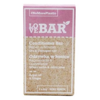 Après-shampoing Love Bar pour cheveux secs et abîmés, huile d'argan et gingembre, 2 x 30 g