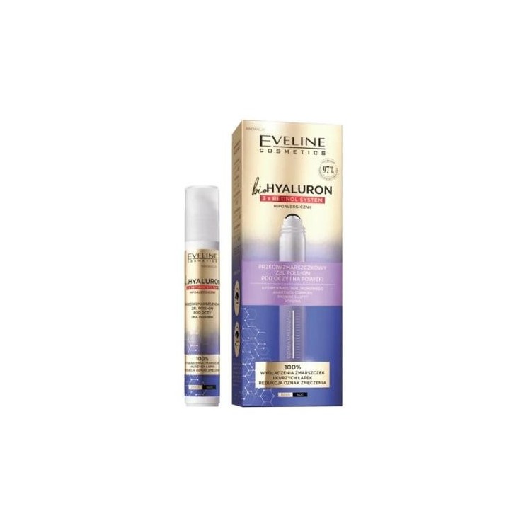 Eveline BioHyaluron 3x Retinol System przeciwzmarszczkowy Roll-on pod oczy i na powieki 15 ml