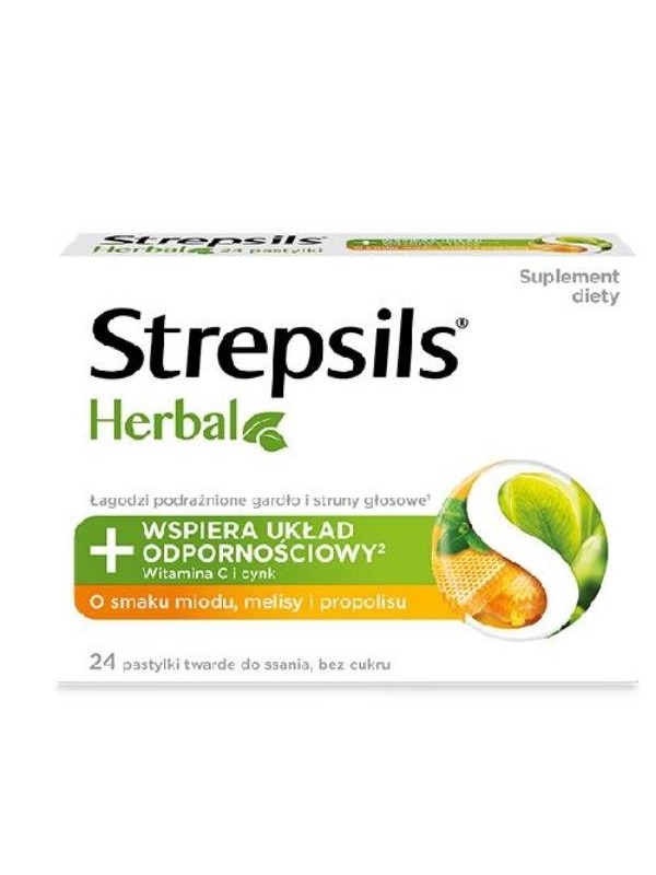 Strepsils Herbal пастилки без цукру Мед, меліса та прополіс 24 пастилки