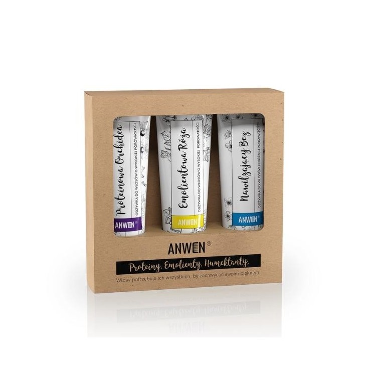 Anwen Set of conditioners for high porosity hair Moisturizing Lilac, Emolinth Rose, Protein Orchid 3x100 ml