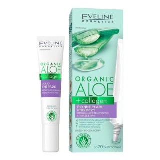 Eveline Organic Aloe + Collagen płynne Płatki pod oczy redukujące zmarszczki i kurze łapki 20 ml