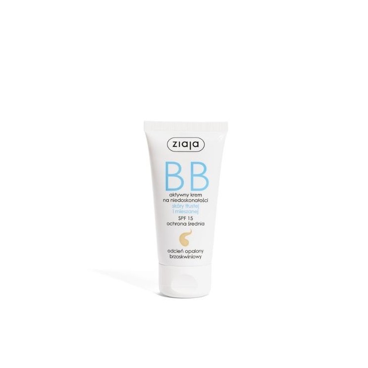 Ziaja BB Active Crème voor onvolkomenheden van de vette en gecombineerde huid, gebruinde perziktint, 50 ml