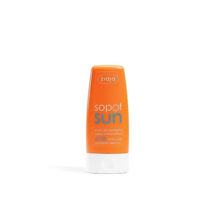 Сонцезахисний крем Ziaja Sopot для фоточутливої шкіри SPF25 із захистом від UVA+UVB середній 60 мл