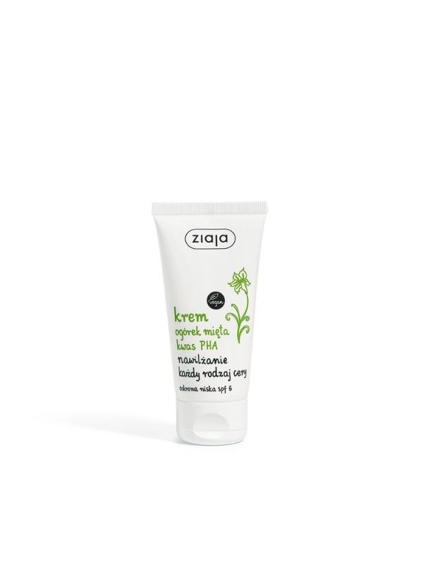 Крем для обличчя Ziaja Cucumber Mint Cream PHA acid moisturizing protection low SPF6 50 мл