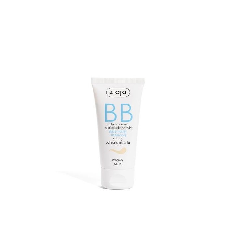Ziaja BB crème active visage anti-imperfections pour peaux grasses et mixtes SPF15 teinte claire 50 ml