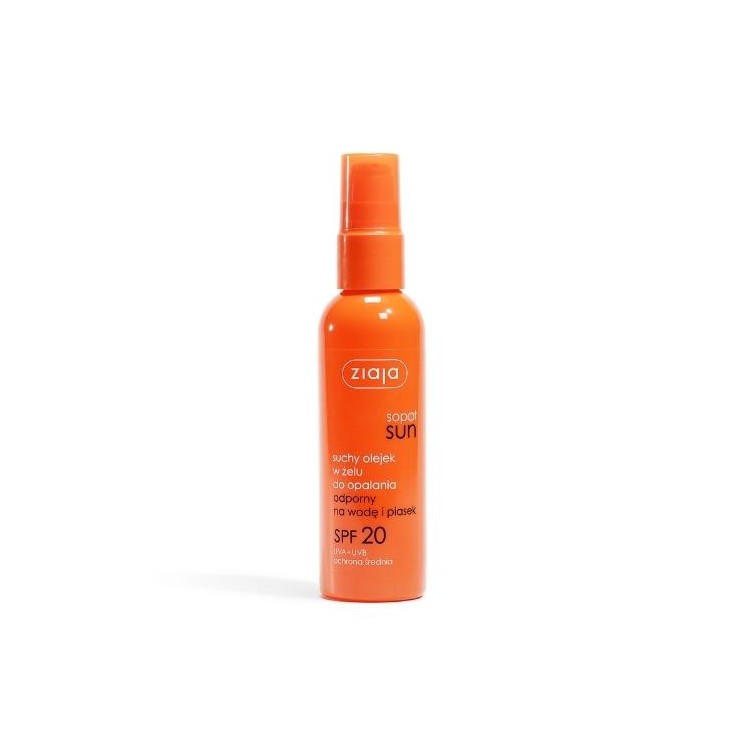 Ziaja Sun dry tanning oil gel water and sand resistant SPF20 UVA + UVB protection medium 90 ml