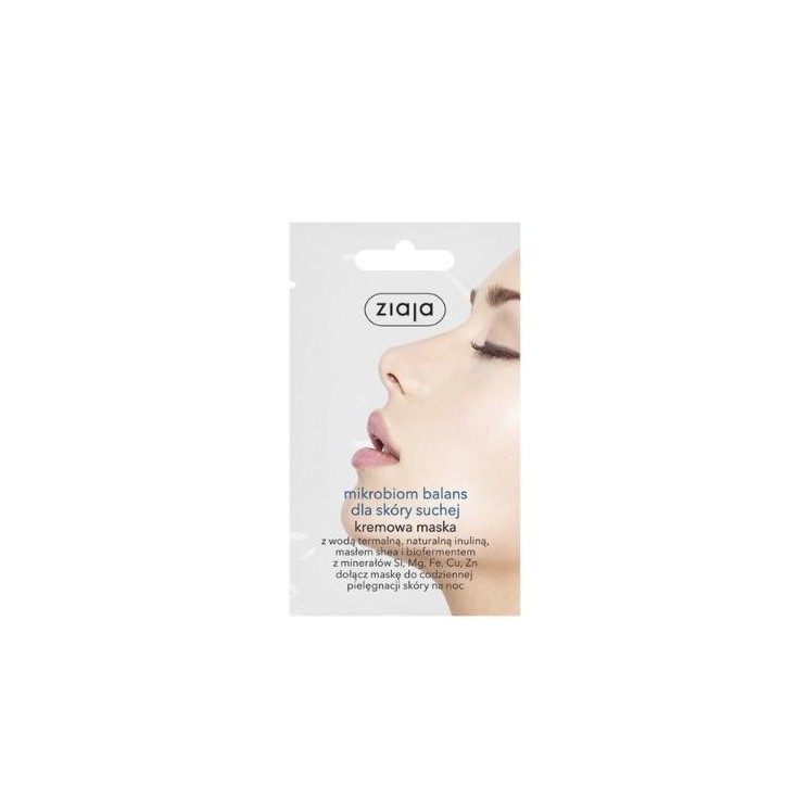 Masque visage crémeux Ziaja Équilibre du microbiome pour peaux sèches 7 ml
