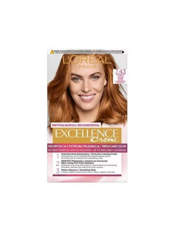 Фарба для волосся L'oreal Excellence Creme /7.43/ Blond мідно-золотий