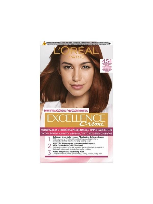 Фарба для волосся L'oreal Excellence Creme /4.54/ Червоно-мідно-коричневий