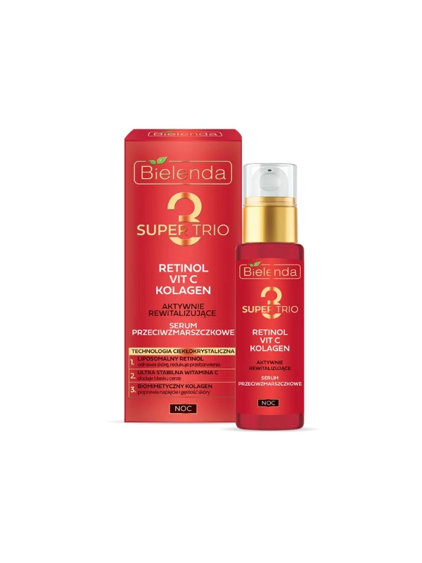 Bielenda Super Trio Retinol + Vit C + Collagen активно відновлююча нічна Serum проти зморшок 30 мл