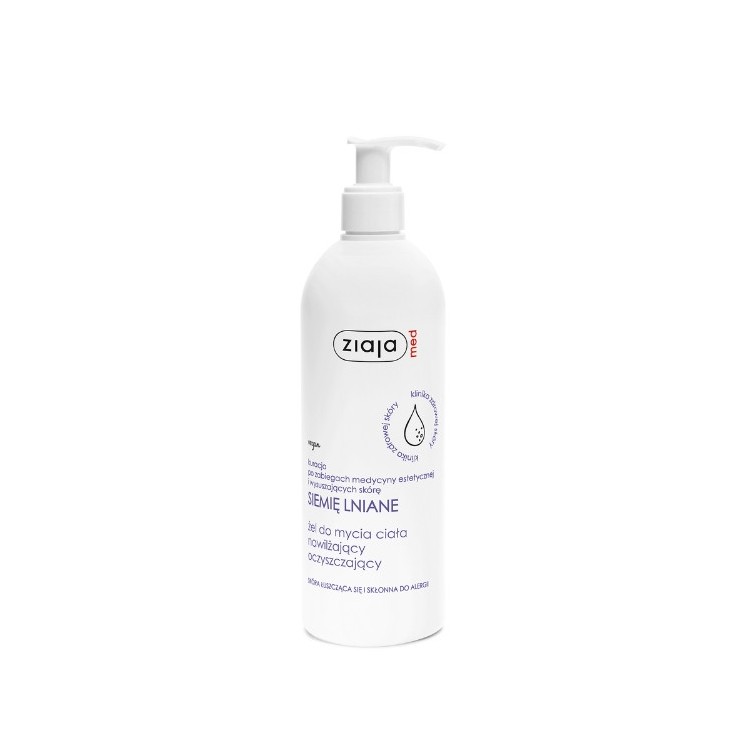 Gel douche hydratant et nettoyant aux graines de lin Ziaja Med 400 ml