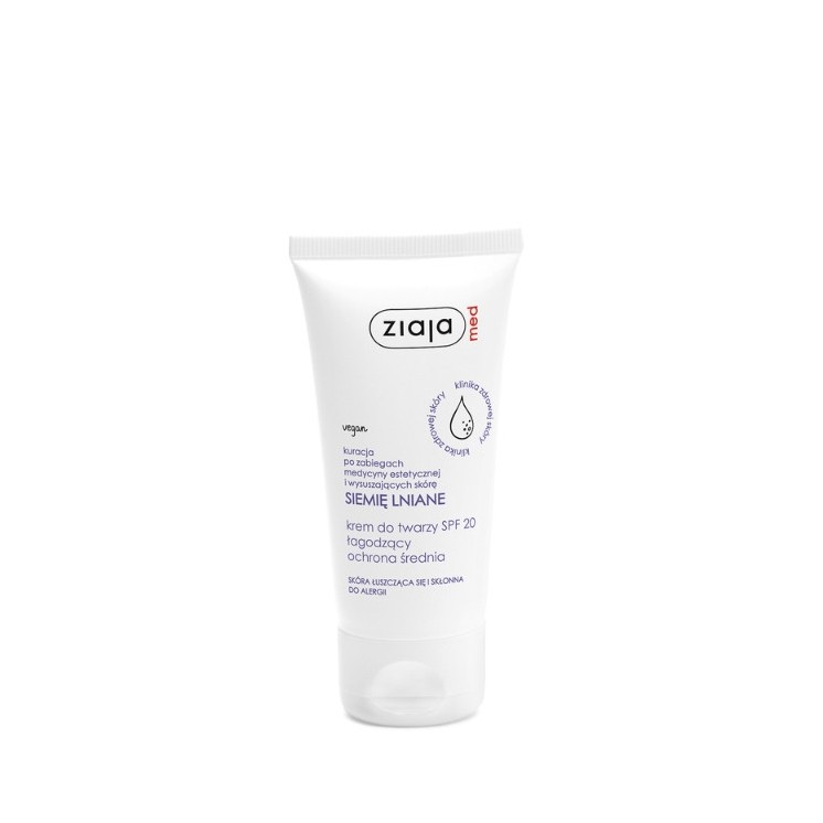 Ziaja Med Crème Visage Apaisante aux Graines de Lin SPF20 Protection Moyenne 50 ml