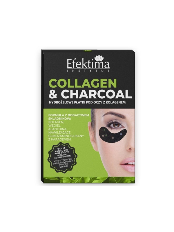 hydro патчі під очі Efektima Collagen & Charcoal з колагеном, 3 пари