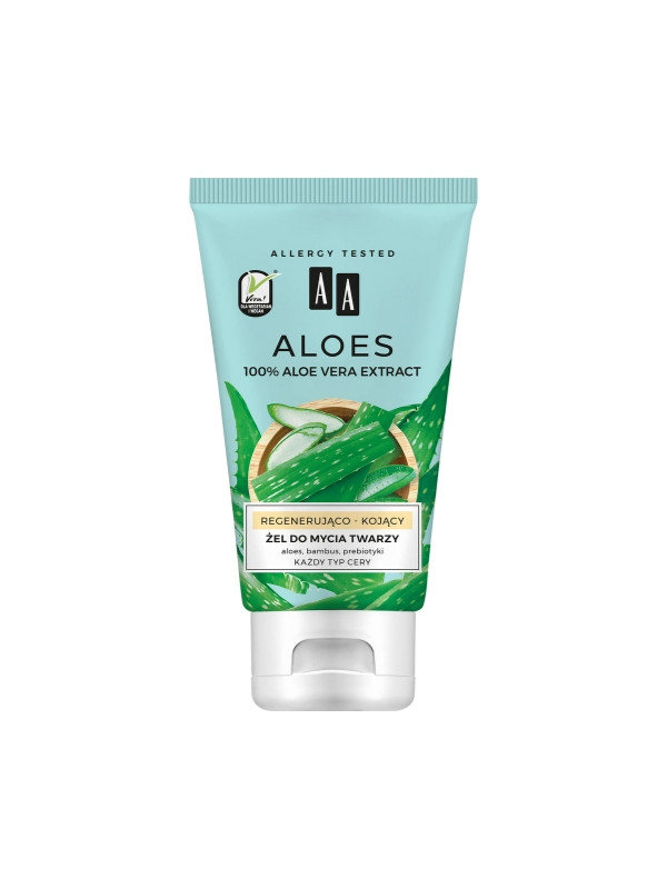 AA Aloes 100% екстракт Aloe vera Відновлюючий і заспокійливий гель для вмивання обличчя 150 мл