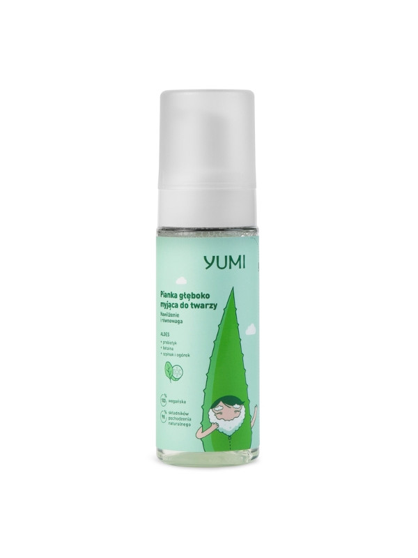 Yumi Face diepreinigend schuim hydraterend en balancerend Komkommer en Spinazie 180 ml