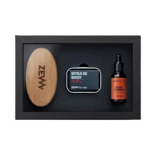 Zew for Men Prosty Drwal Package for Men: Beard Brush + Beard Soap + Beard Oil with Hemp Oil Gloss