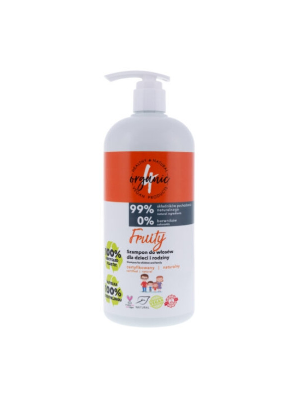 4Organic Fruity natural hair shampoo for children and families 1000 ml