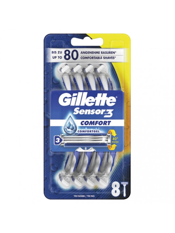 Бритви Gillette Sensor3 Comfort з трьома лезами 8 шт