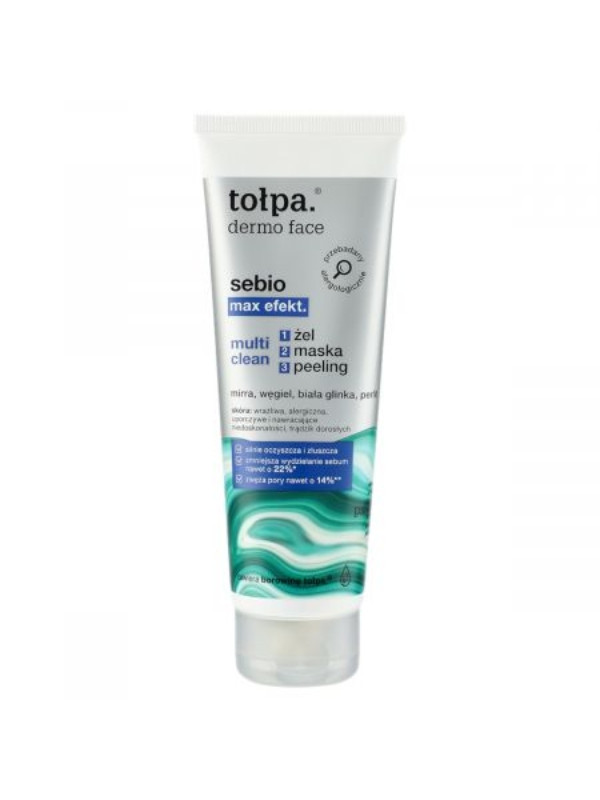 Tołpa Dermo Face Sebio Max Effect. Multi Clean 3in1 Gel, masker, peeling 100 ml