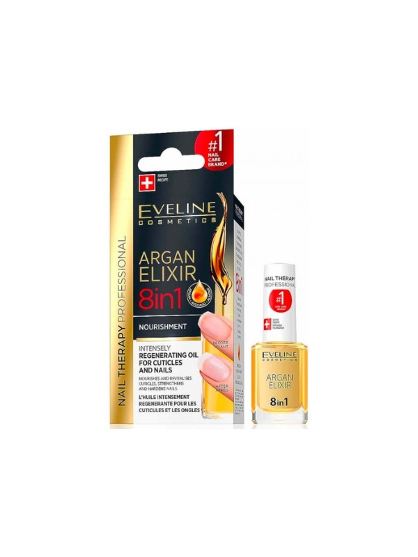 Eveline Professional Nail Therapy Argan Elixir 8in1 регенеруюча олія для кутикули та нігтів 12 мл